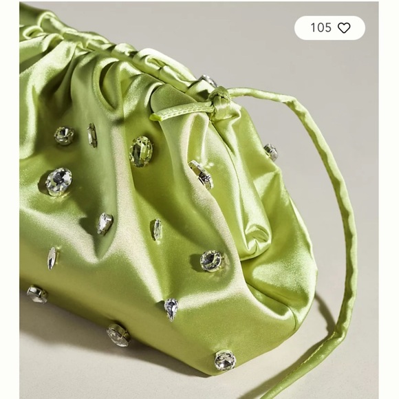 Anthropologie Maeve Frank’s clutch purse new green 2 straps - Picture 3 of 10
